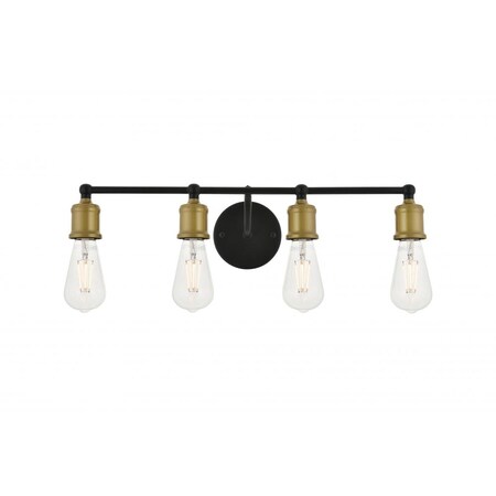 Elegant Lighting Serif 4 light brass and black Wall Sconce LD4028W22BRB